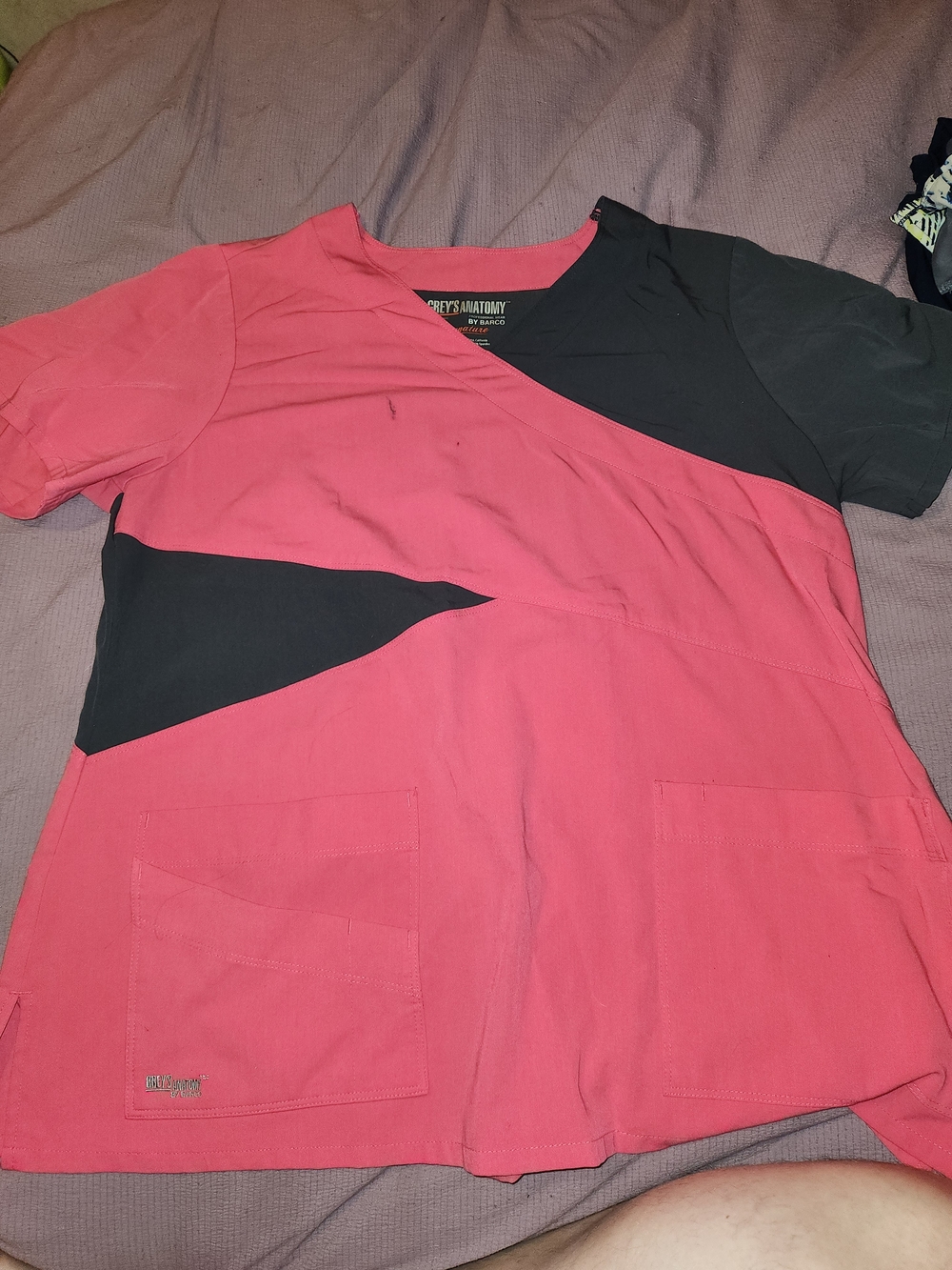 Barco Uniforms Pink and Black Grey's Anatomy Signature Scrub Top